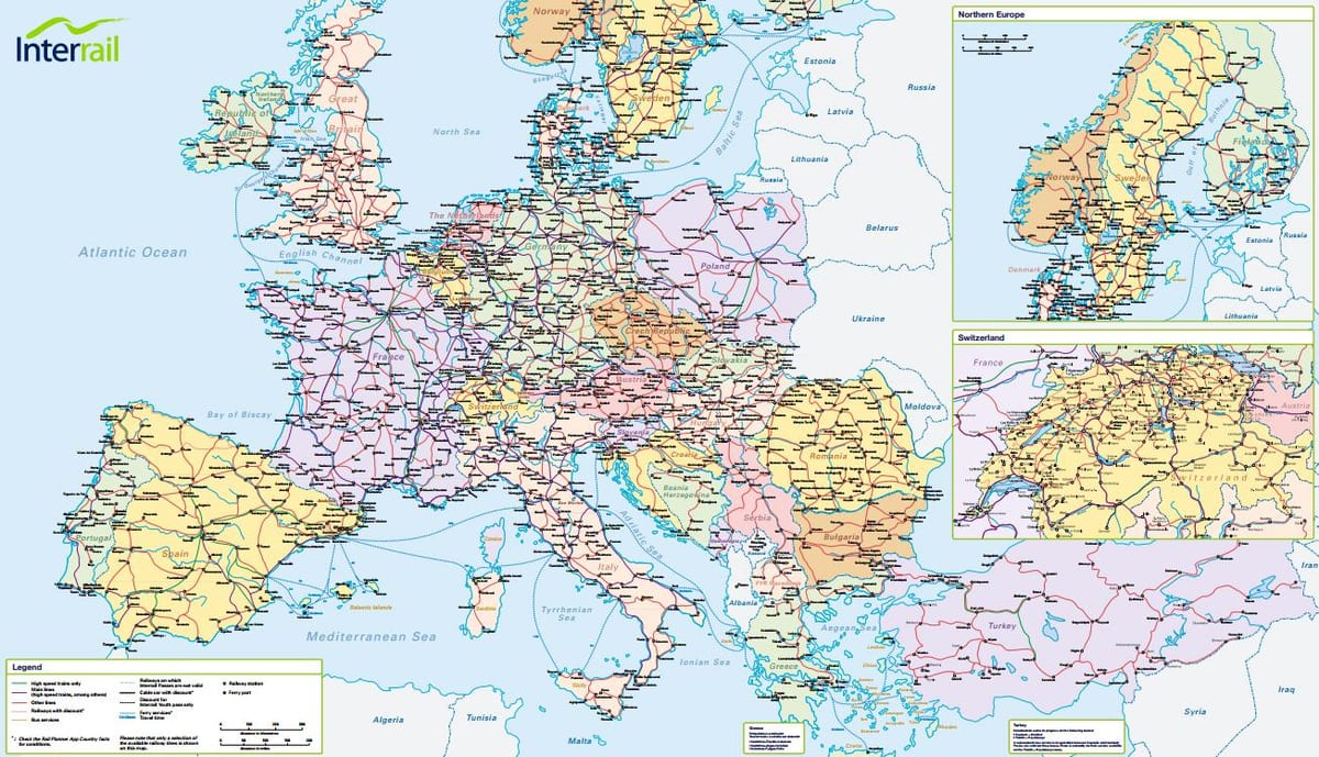 harta e interrail zvicër