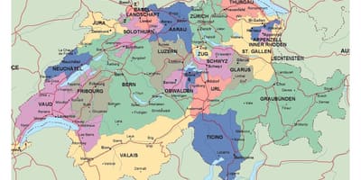 Harta e cyrihut në zvicër dhe zona përreth