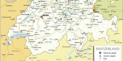 Aeroportet ndërkombëtare në zvicër hartë