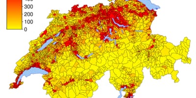 Zvicër dendësia e popullsisë map