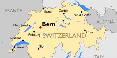 Harta e zvicrës me qytetet kryesore